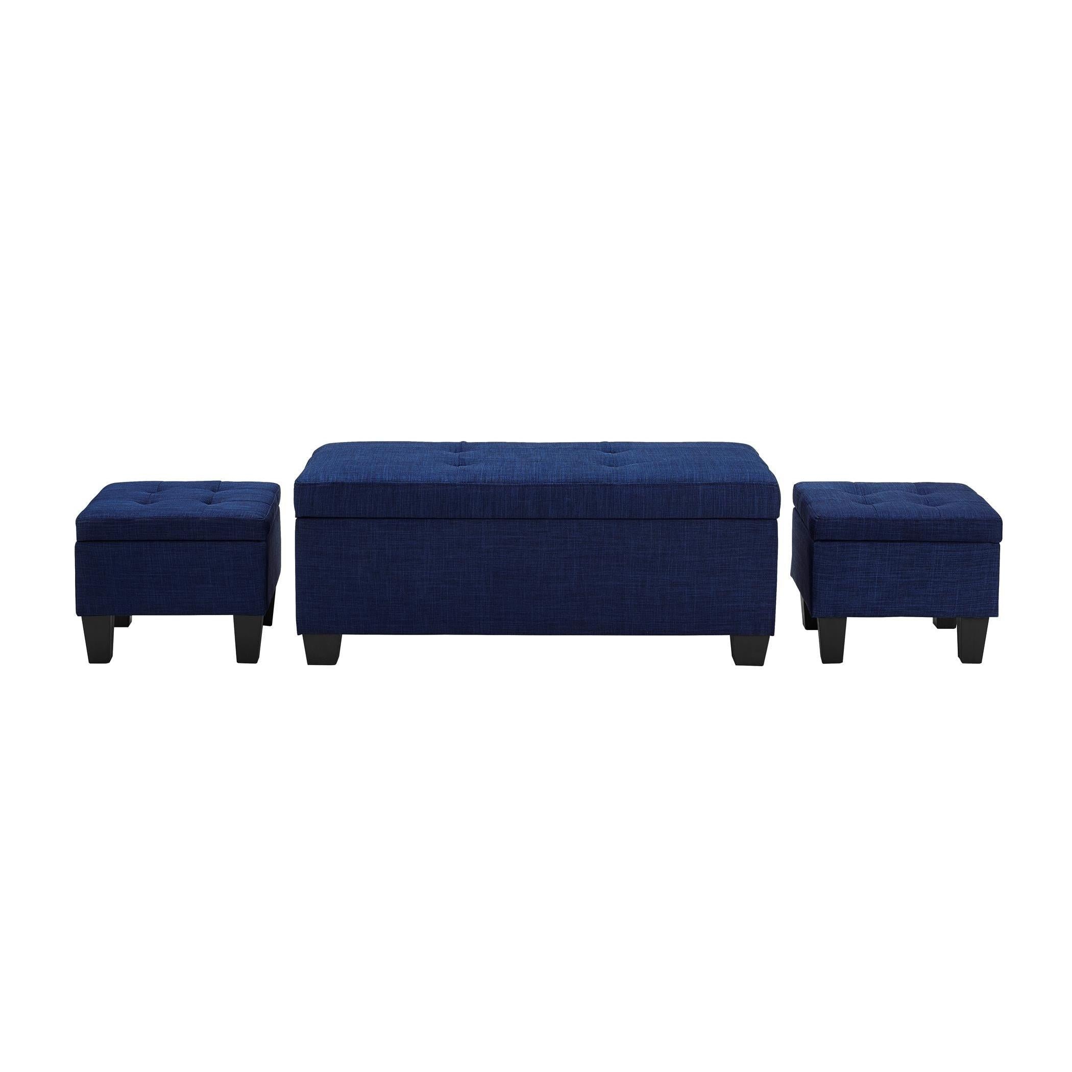 Elements International Ethan UEH080100CA Storage Bench Set - Heirloom Blue IMAGE 1